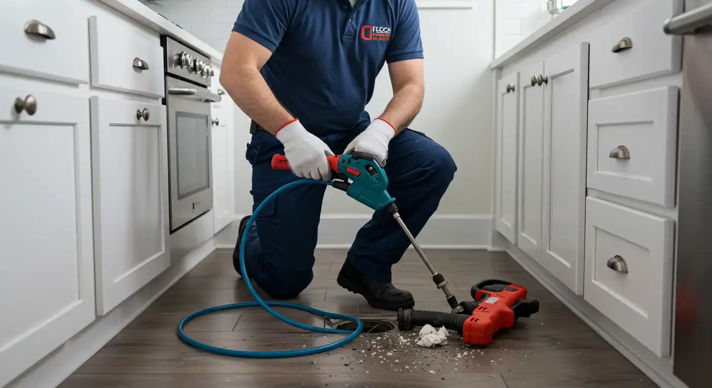plumber is doing the drain cleaning and clog removal services in longmont co