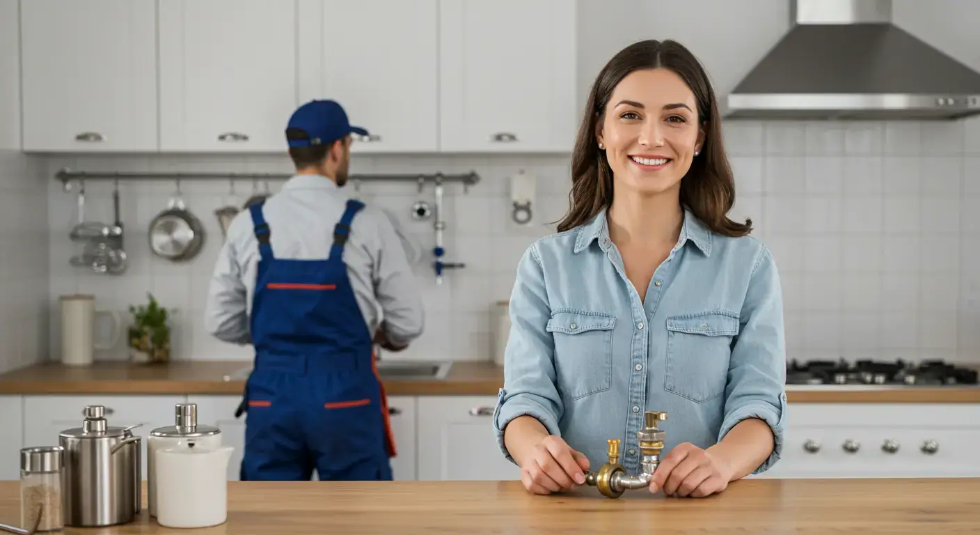 plumber is doing emergency plumbing service in kitchen sink