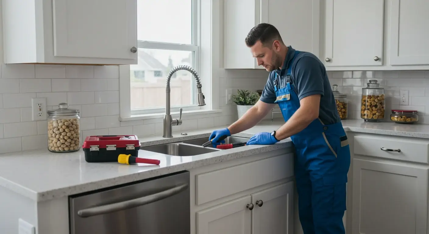 plumber in longmont co inspecting in the kitchen sink