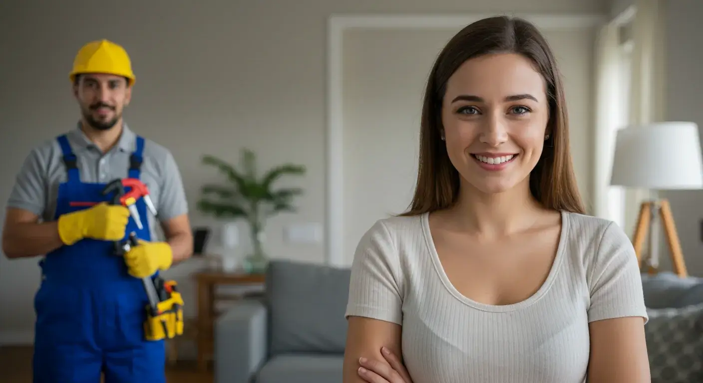 plumber longmont co doing his work in background